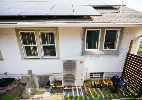 Solar panels and heat pump