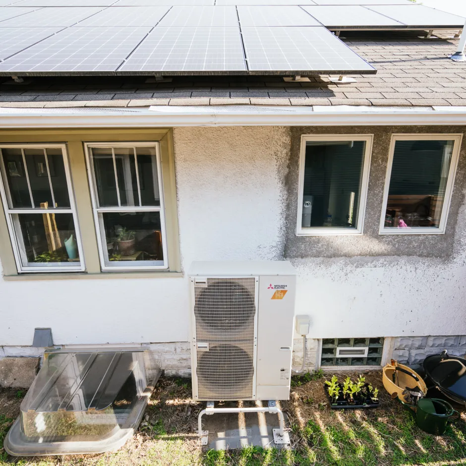 Solar panels and heat pump