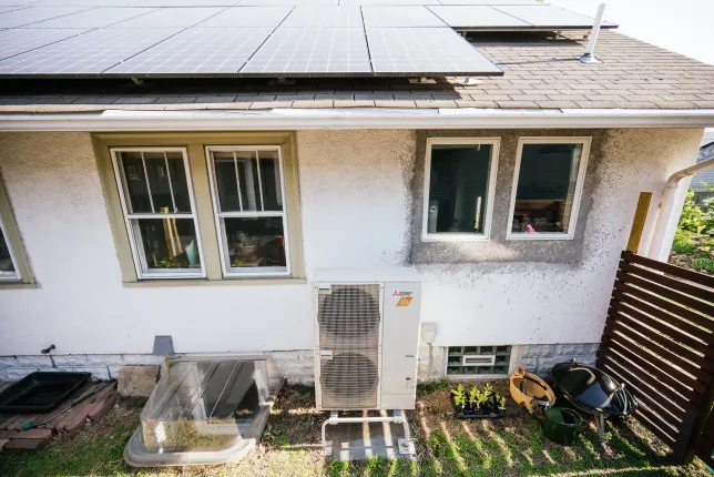 Solar panels and heat pump